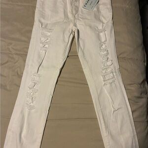 Frame Denim White Distressed Skinny Jeans